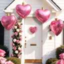 Jetec 4 Pcs 17" Heart Inflatable Ornament with Glitter Cloth Cover, Large PVC Heart Blow up Ornaments Blow Ball for Yard Outdoor Lawn Porch Decor(Pink)