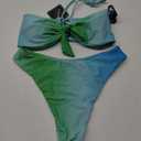 ZAFUL Knotted Bandeau Bikini for Women Strapless Swimsuits High Cut Bathing Suit Sexy Cheeky Tie Side Swimwears, Size M