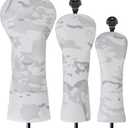 3 Pack Camouflage Golf Club Head Covers for Driver, Fairway Woods and Hybrid with Rotatable Number Tag