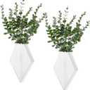 Chunful 2 Pcs Wooden Wall Planter Decor Hanging Fake Plants Greenery Flowers Holder Vase Boxes for Wall Farmhouse Bohemian Living Room Bedroom Kitchen Office Indoor Decoration (Retro White)