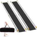 6FT Adjustable Wheelchair Ramp Telescoping Ramps for Wheelchairs Portable Wheelchair Ramps for Steps Home Threshold Doorways with Storage Bag 600 LBS Capacity Aluminum Ramps