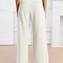Womens Wide Leg Pants High Waisted Business Casual Summer Dress Pants Palazzo Long Work Trousers with Pockets (White, M)