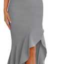 PRETTYGARDEN Wedding Guest Dresses for Women 2026 Summer Formal Gala Maxi Dress Ruffle Mermaid Cocktail Long Dresses (Medium, Grey)