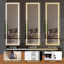 LED Mirror Jewelry Cabinet with Bluetooth Speaker ，Door/Wall Mounted,Equipped with Three Color Light Strips,Full-Length Illuminated Mirror,Jewelry Storage Function