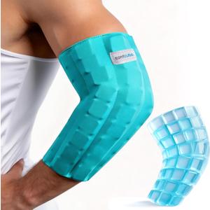 Elbow Ice Pack Wrap for Tendonitis & Tennis Elbow, 2 Hours Long Lasting Cold Compression Flexible Ice Pack Sleeve, Pain Relief for Golfers Arm, Arthritis, Injuries, 26x10cm