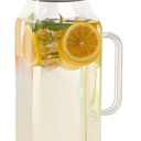Hannadepot Glass Pitcher, 2L/68oz Glass Water Pitcher with Lid and Spout, Heat/Cold Resistant Borosilicate Glass Water Carafe for Coffee, Juice and Homemade Beverage 