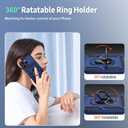 Weycolor for iPhone 14 Pro Max Case with Camera Lens Cover, HD Screen Protector, 10 FT Military Grade Drop Protection, Magnetic Ring Holder Kickstand Protective Phone Case, Navy Blue