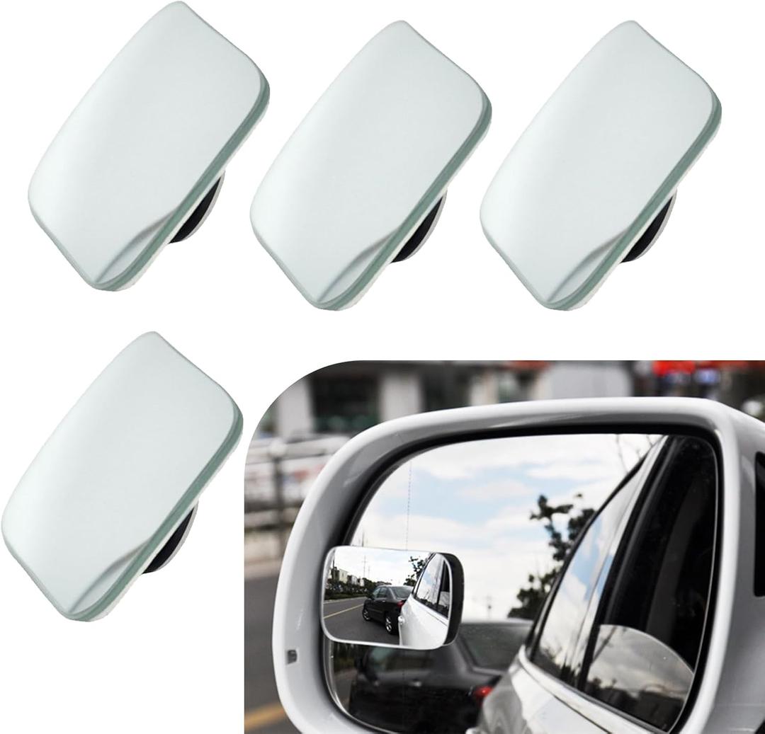 4 PCS Car Blind Spot Mirror, HD Convex Frameless Glass Waterproof Auxiliary Mirror with Adhesive, Universal 360 Degree Large View SUV Truck Rear View Accessory (Silver)