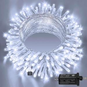 Ollny 120LED 40FT String Lights, Cool White Plug in Fairy Lights with Timer 8 Modes, Waterproof Connectable Indoor Light for Bedroom Wedding Classroom Outdoor Holiday Party Decorations