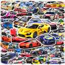 102PCS Sports Car Stickers - Racing Car, Waterproof Stickers for Bottles, Laptops, Skateboards, Helmets