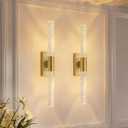 camuucci Battery Operated Wall Sconces Set of 2 Rechargeable Battery Powered Wall Light with 12000mAh Not Hardwired Dimmable Wall Lamp Fixtures for Bedroom Living Room Gold 20.9 Inches