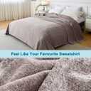 KAWAHOME Summer Sweatshirt Blanket Queen Size for Bed-Lightweight Breathable Blankets, Soft Thin Knit Jersey Blanket for Hot Sleepers, 90 X 90 Inches, Heather Brown