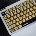 Metal Paint PBT Keycaps, Cool Gold Custom Keycap, 129 Key Cherry Profile Keyboard Caps Set, Retro Anime Key Caps for 60%, 65%, 75%, 100% Cherry MX Switches Mechanical Keyboard,R1