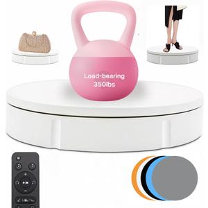 JAYEGT Motorized Rotating Display Stand, 350Lbs Load360 Degree Electric Rotating Turntable for Photography Products DisplayLive Show,Remote Control +5 Colors Backgrounds (White/11.8inch / Wired)