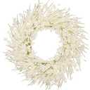 wwmira 24 Inch Artificial White Forsythia Flower Wreath, Silk & Paper Bridal Floral Wreath for Front Door, Elegant Winter Wedding & Spring Summer Decor, All Season Farmhouse Porch Wall Decor