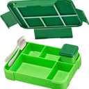 My Vesperbox Lite  Mini Lite - Kids Bento Lunch Box  Extra Durable Lunchbox for Toddlers and School  Leakproof, Child-Friendly, Ideal for Daycare, Preschool & Elementary School (Lite - Green - 23x17,5x5cm)