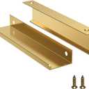 5 Pack Edge Gold Hidden Drawer Door Cabinet Handle Aluminum Alloy Finger Bar Pull Concealed Furniture Hardware Back Mount Dresser Handles for Kitchen Bathroom 150mm(5.9 Inch)