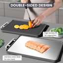 Kikcoin 17" 11" 304 Stainless Steel Cutting Boards for Kitchen, Dishwasher Safe Food Grade PP Double Sided Cutting Board, Extra Large Non-Toxic Chopping Board for Meat, Cheese & Charcuterie, Black