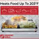Magic Mill Premium-Grade Glass Food Warmer for Parties Buffet, XL Stainless Steel Modern Electric Warming Tray, Adjustable Temperature Control, Advanced Precision-Engineered Heating System Size-21x16
