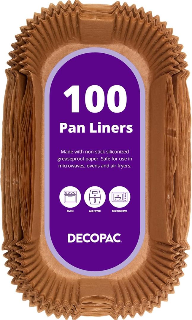 DecoPac 2lb Loaf Pan Liners, 100 Pack, Non-Stick Siliconized Greaseproof Paper, Baking Liner for Baking Bread, Cakes, Banana Bread, Parchment Paper, Air Fryer Liner