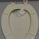 Highcraft B2TSWE Elongated Molded Wood Toilet Seat Easy Remove ? Adjustable Hinge, Bone