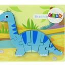 Wooden Puzzle Dinosaur Brachiosaurus Blue, 3 Pack