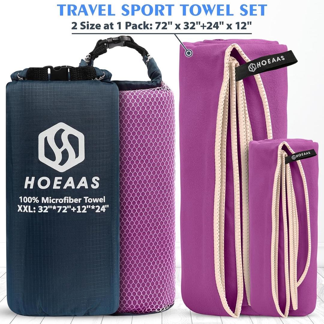 HOEAAS 1 Pack Microfiber Camping Towels, Quick Dry Towel, Super Absorbent Ultra Compact Travel Towel Soft Lightweight Sports Towel for Sweat Fast Drying Towels for Pool,Gym,Hiking,Backpacking,Fitness