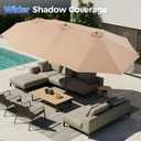 SUPERJARE 13FT Outdoor Umbrella for Patio, Double sided Pool Umbrellas with Fade Resistant Canopy, Large Table Umbrella for Deck, Market, Backyard - Beige(No Base)