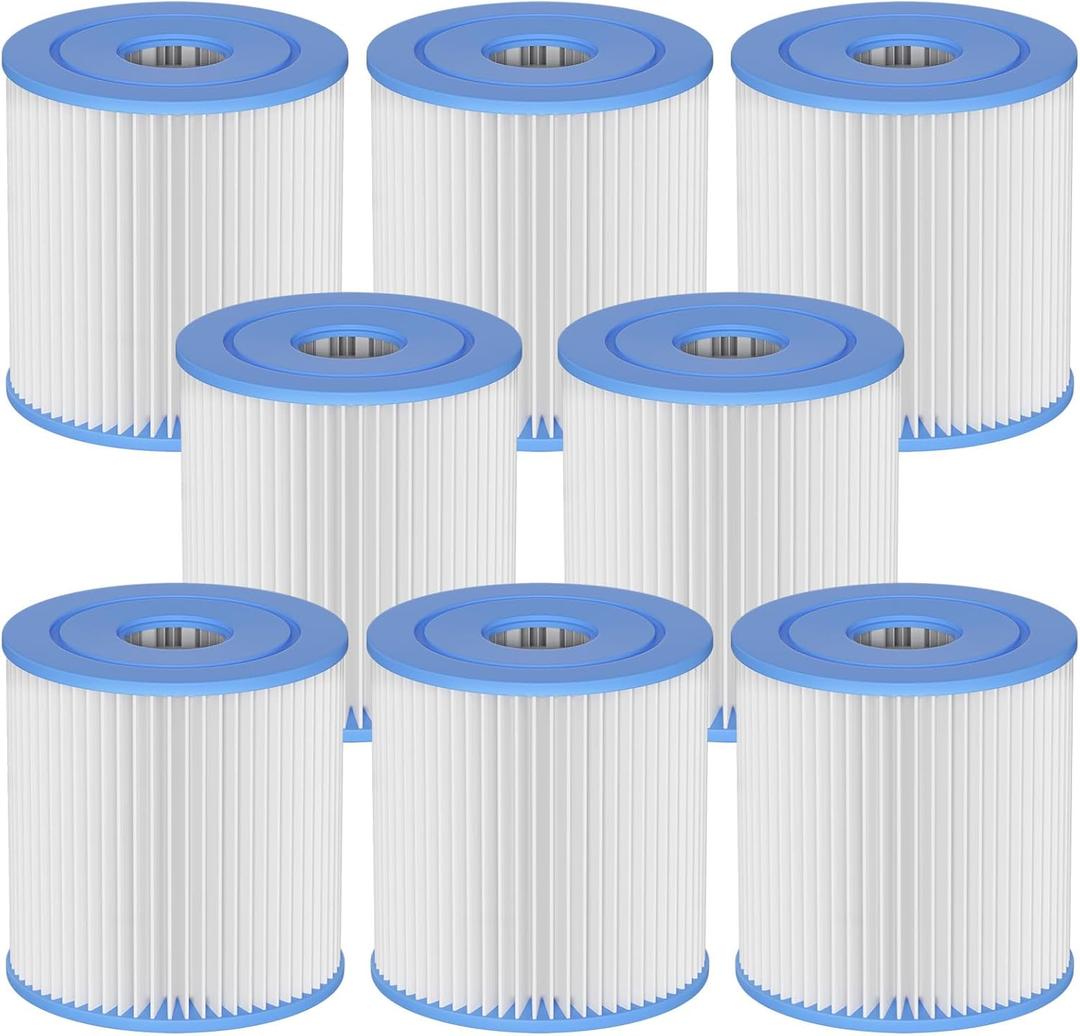Type I Pool Filter Cartridge 58093 Compatible with Summer Waves Type I P53RX0330000 / P53FX0330000 for 300/330 Gal/H Filter Above Ground Pool Pump (8 Pack)
