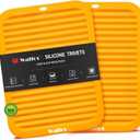 Walfos Silicone Trivets Set - Heat Resistant Pot Holder, Non-Slip and Flexible, 2 Pcs Multi-Purpose Kitchen Table Mat, Prefect for Hot Dishes, Jar Opener, Spoon Holder, Oven Mitts(Orange)