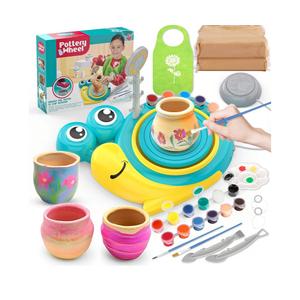Aujazyble Pottery Wheel for Kids - Complete Art Supplies Arts & Crafts Kit, Crafts for Girls 8-12, Girls Boy Toys Birthday Halloween Christmas Gift for Kids Ages 6 7 8 9 10 11 12+, (Snail)