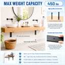 WINKER Countertop Support Bracket 4 Pack Heavy Duty 1/2" Thick Hidden L Shelf Bracket 18" x 8" x 2.5" Metal Corbels for Quartz/Granite/Wood/Concrete/Laminate Countertops, Black