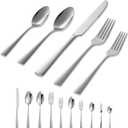 45-Piece Flatware Sets, Silverware Set for 8, Durable Stainless Steel Tableware in Ergonomic Design Size and Weight, Kitchen Utensils Set with Steak Knives, Rust-proof, Dishwasher Safe