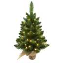 SENNOUL Small Christmas Tree with Lights,2ft Pre Lit Artificial Mini Xmas Tree for Tabletop,Outdoor,Bedroom,Office Decorations,Includes 50 Led Warm Lights,73 PVC Branch Tips,Green（Battery Operated）