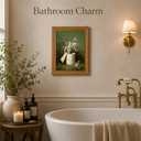 Framed Green Funny Bathroom Toilet Paper Canvas Wall Art 16X24 Inch