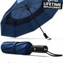 REPEL Windproof Travel Umbrella - Compact & Withstands Winds up to 85MPH , Strongest Premium Auto Folding Umbrella for Rain and Sun - Durable, Light & Portable for Women & Men , Fits Backpack & Cars (Navy Blue)