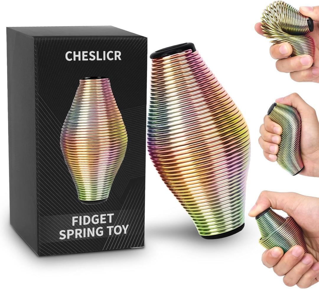 Metal Fidget Spring Toys Adults, Easter Basket Stuffers Filler Gift for Kids Teen Boy Men, Quiet Cool Stuff Gadgets Office Desk Stress Relief Ball Sensory Tool ADHD Fingears Grip Figette Anxiety Item