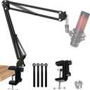 QuadCast Boom Arm, Mic Arm for Blue Yeti HyperX QuadCast SoloCast Fifine AM8 and Most Microphone, Mic Stand Desk with 3/8" to 5/8" Adapter by SUNMON