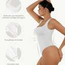 FeelinGirl Bodysuits for Women Seamless Square Neck Tummy Control Compression Thong Shapewear Bodysuit Tank Tops Bodysuit (White, 5XL)