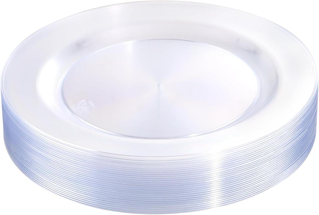 bUCLA 30PCS Clear Plastic Dinner Plates Disposable - 10.25" Heavy Duty Clear Plastic Plates for Party & Wedding