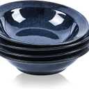 vicrays Wide Rim Soup Bowls - 27oz Ceramic Pasta Plates Bowl Set of 4 for Gumbo Salad Spaghetti Dipping Bread Dishes Home Restaurant Use - Microwave Dishwasher Oven Safe - Blue