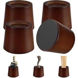 KOIKEY Wooden Furniture Bed Risers - 3 Inch Circle Heavy Duty Furniture Height Extenders Lifts for Sofa Couch Desk Chair Table Base Raising Space, Convenient Store and Cleaning, Pack of 4