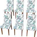 Stretch Dining Chair Covers Set of 6,Floral Print Chair Covers,Soft Removable Washable,Pet Friendly Furniture Protector,Universal Chair Slipcovers for Home, Kitchen,Ceremony Dining Room Seat (White Kite Flower)