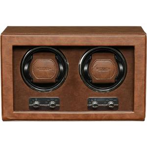 ROTHWELL Double Watch Winder for Automatic Watches with Quiet Motor with Multiple Speeds and Rotation Settings (Tan / Brown)