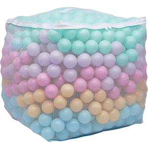 Amazon Basics BPA-Free Ball Pit Balls with Storage Bag, Crush-Proof Plastic for Toddlers Kids 12+ Months Play, 6 Pastel Colors, 1000 Count