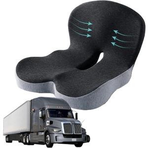 Memory Foam Seat Cushion for Truck Drivers, Office Chairs Ergonomic Seat Cushion for Back, Tailbone Sciatica Pain Relief, Pressure Relief Pad for Long Sitting, Car Seat Desk Chair Use (Gray)