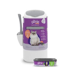 Litter Genie Style Pail Cat Litter Box Waste Disposal System for Odor Control Includes 1 Square Refill Bag (White)