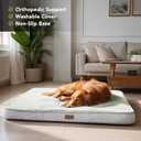 Deconovo Orthopedic Dog Bed for Medium & Large Dogs Supportive Memory Foam with Washable Cover, Non-Slip Base Comfort for Senior, Arthritic & Active Pets, White, 44" Lx32 Wx3 Th