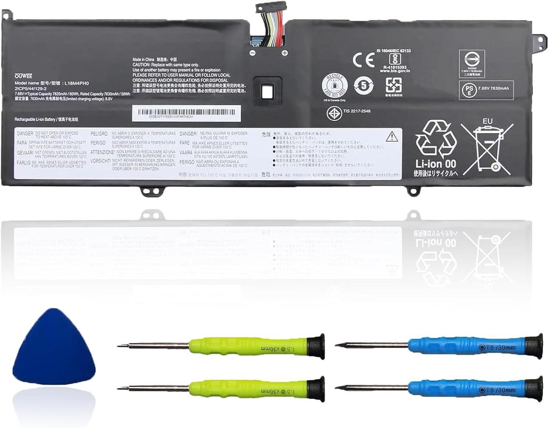 L18M4PH0 Laptop Battery Compatible with Lenovo Ideapad Yoga C940-14IIL Series Notebook 5B10T11585 5B10W67374 L18C4PH0 5B10T11586 5B10W67180 7.68V 60Wh 7820mAh 4-Cell