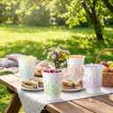 Willinglong 100 Pcs 12 oz Wildflower Disposable Plastic Cups Pastel Floral Party Cups Boho Watercolor Botanical Bridal Shower Cup Stackable for Beverage Spring Wedding Birthday Party